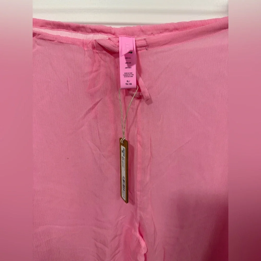 NWT Skims Women’s Hot Pink Crinkle Silk Swim Cover Up Pants - Size XL